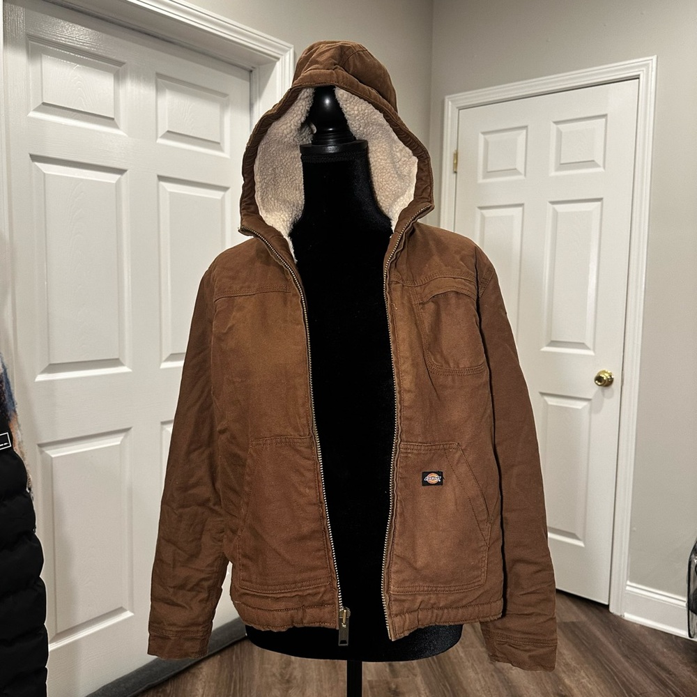 Dickies Boy’s Sanded Duck Sherpa Lined Hooded Jacket